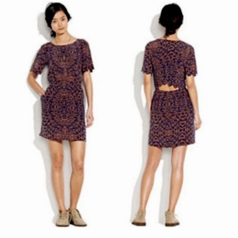 madewell broadway & broom silk scallop dress size 4